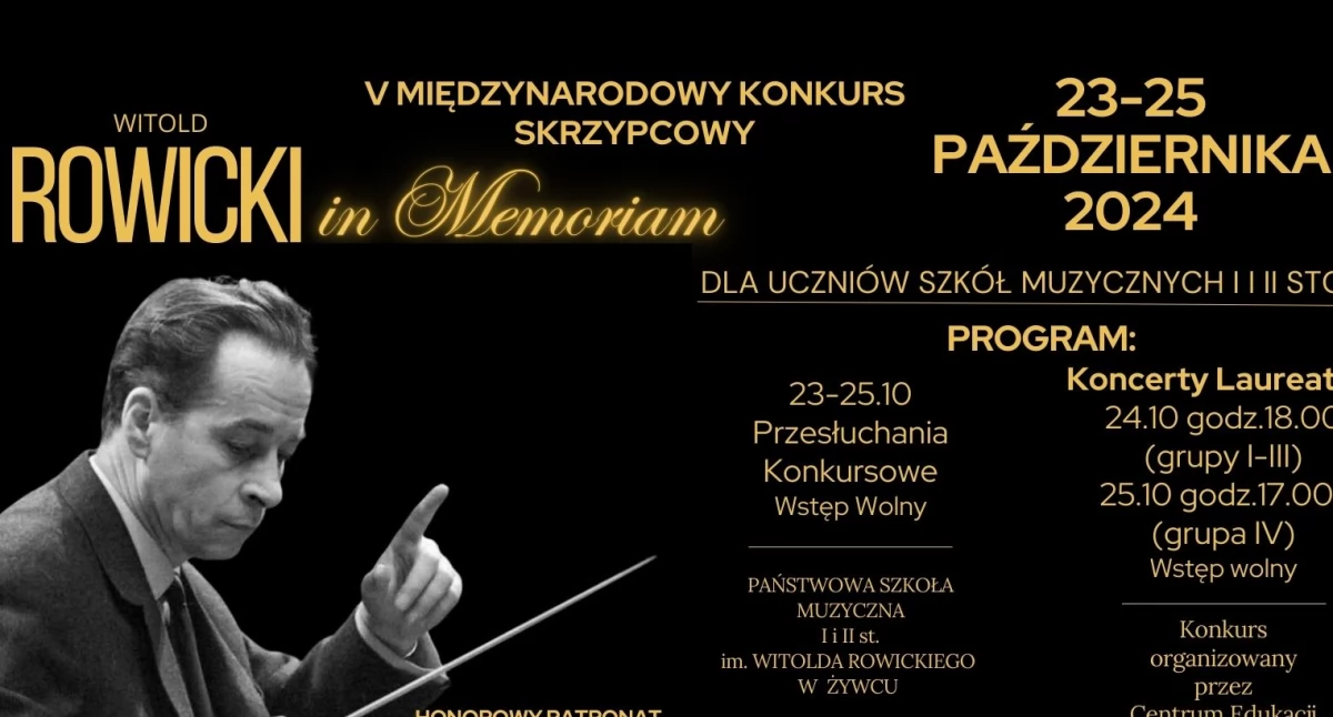 Koncerty, Międzynarodowy Konkurs Skrzypcowy Witold Rowicki Memoriam Żywcu października Talenty skrzypcowe całego kraju showcase renomowanymi muzykami Koncerty Laureatów przegap! - zdjęcie, fotografia