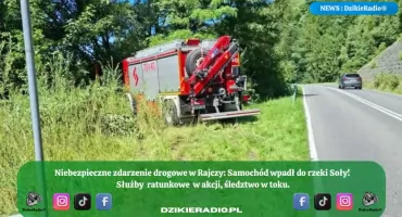 Poważny wypadek w gminie Rajcza – samochód wpadł do koryta rzeki Soły!