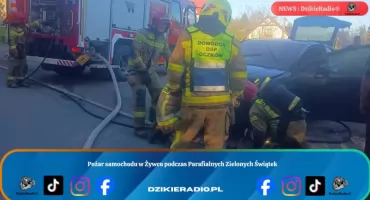 Pożar samochodu w Żywcu podczas Parafialnych Zielonych Świątek