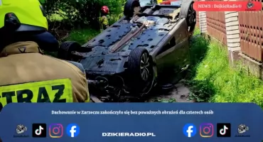 Dachowanie w Zarzeczu zakończyło się bez poważnych obrażeń dla czterech osób
