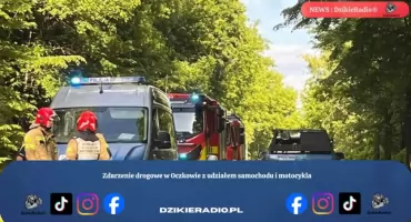 Zdarzenie drogowe w Oczkowie z udziałem samochodu i motocykla