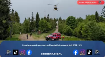 Poważny wypadek rowerzysty pod Szyndzielnią wymagał akcji GOPR i LPR