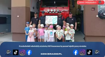 Przedszkolaki odwiedziły strażnicę OSP Koszarawa by poznać tajniki pracy strażaka