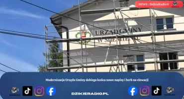 Modernizacja Urzędu Gminy dobiega końca nowe napisy i herb na elewacji